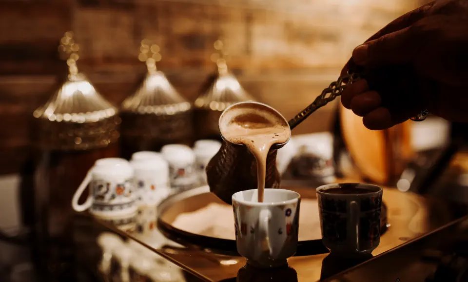 Turkish coffee being poured
